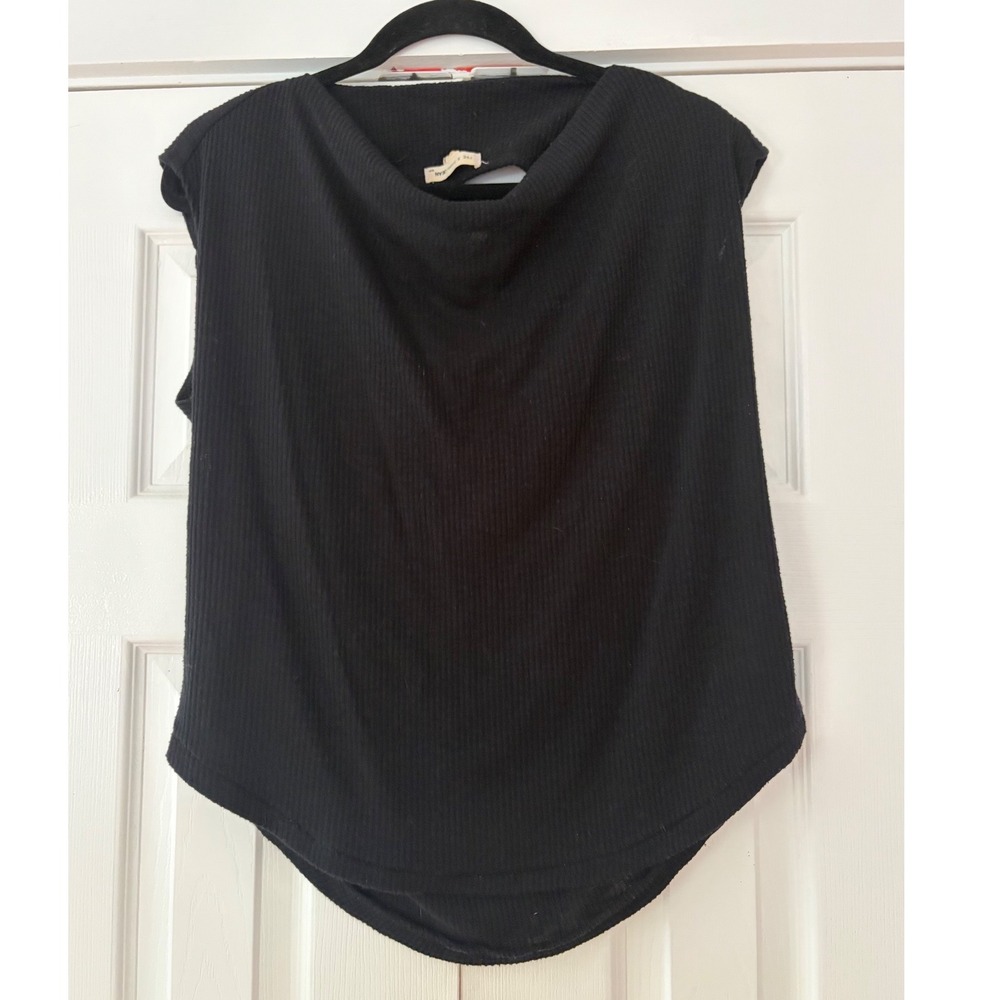 Rag & Bone JEAN Black Ribbed Cowl Neck Sleeveless Top Cutout Back Small‎ S/P